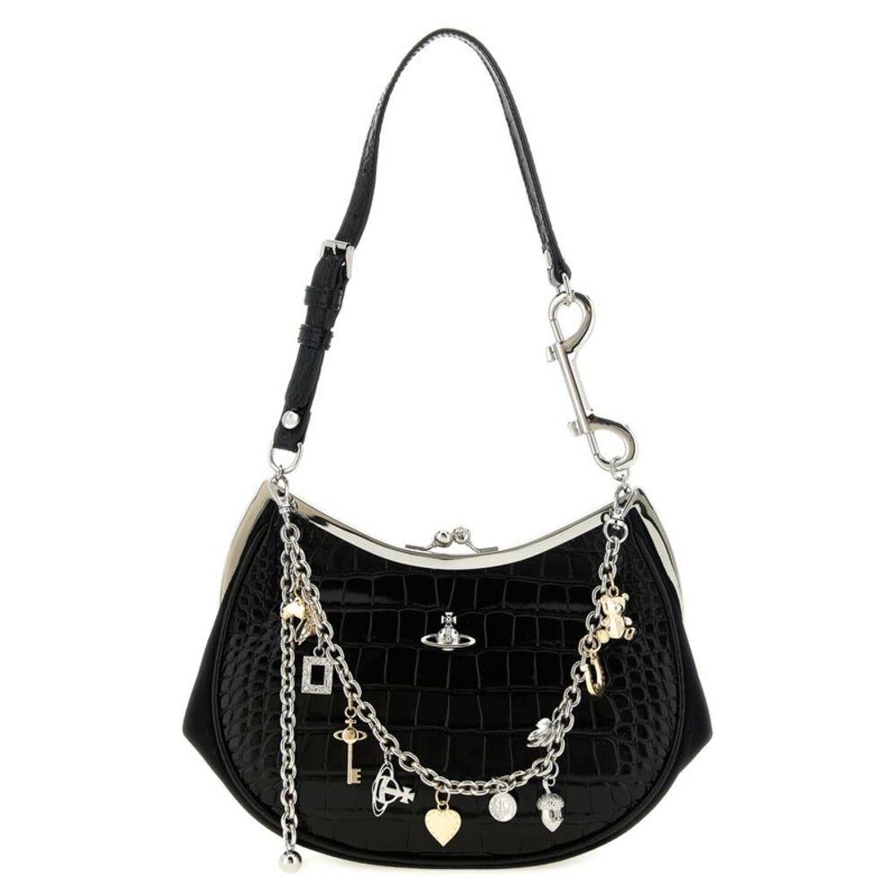 Vivienne Westwood Black Calfskin Shoulder Women's Bag
